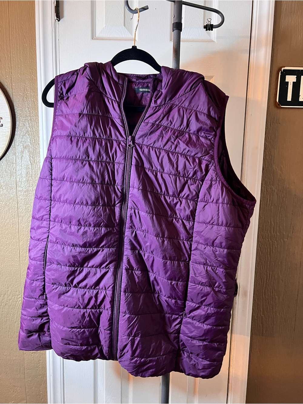 torrid Purple Quilted Hooded Puffer Vest